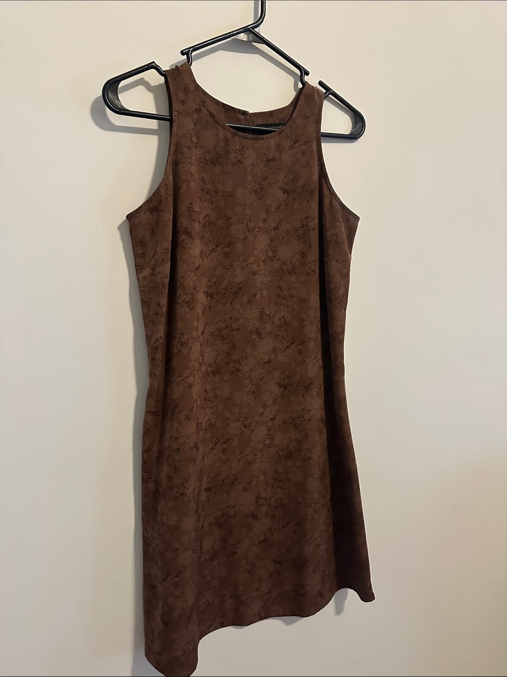 Classic Sleeveless Brown Floral- Mini Dress